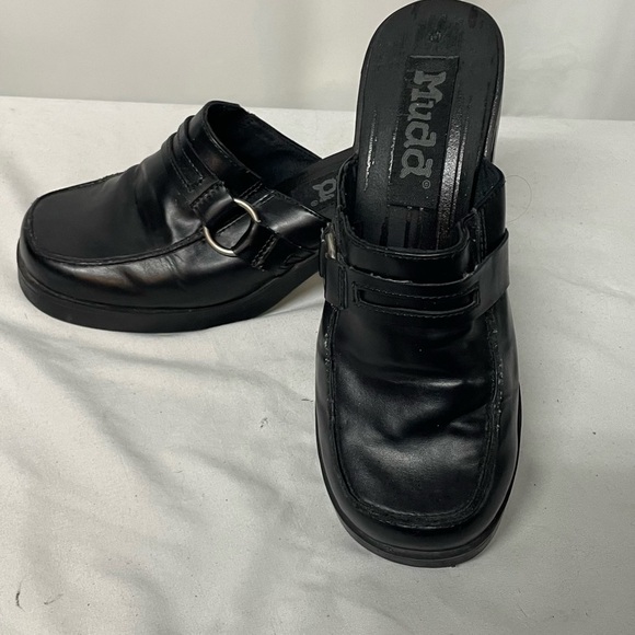 Mudd platform heeled slide on shoes chunky heels Black Excellent condition. Sz 8 - Picture 7 of 9